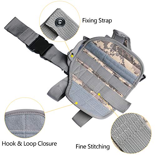 EnriQ Drop Leg Holster Tactical Thigh Airsoft Holster/Firearm Holster/Handgun Holder with Mag Pouch Adjustable Pistol Holster Leg Gun Holster for All 1911 Glock 17/19/20/21/23/26/27 More (ACU)