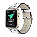 YOSWAN Bracelet for Apple Watch, National Black White Floral Printed Leather Watch Band 38mm 42mm Strap for Apple Watch Flower Design Wrist Watch Bracelet (White+ Green Flower, 42mm)