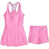 IZYJOY Kids Girls Tennis Golf Dress Outfit Sleeveless Racerback Dresses with Shorts Pockets Sport Athletic 2 Piece Sets