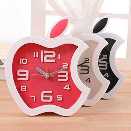 SG-Mart: Quartz Good looking Apple Shape Table Clock/Wall Clock Designer with Alarm in Red and White Colours