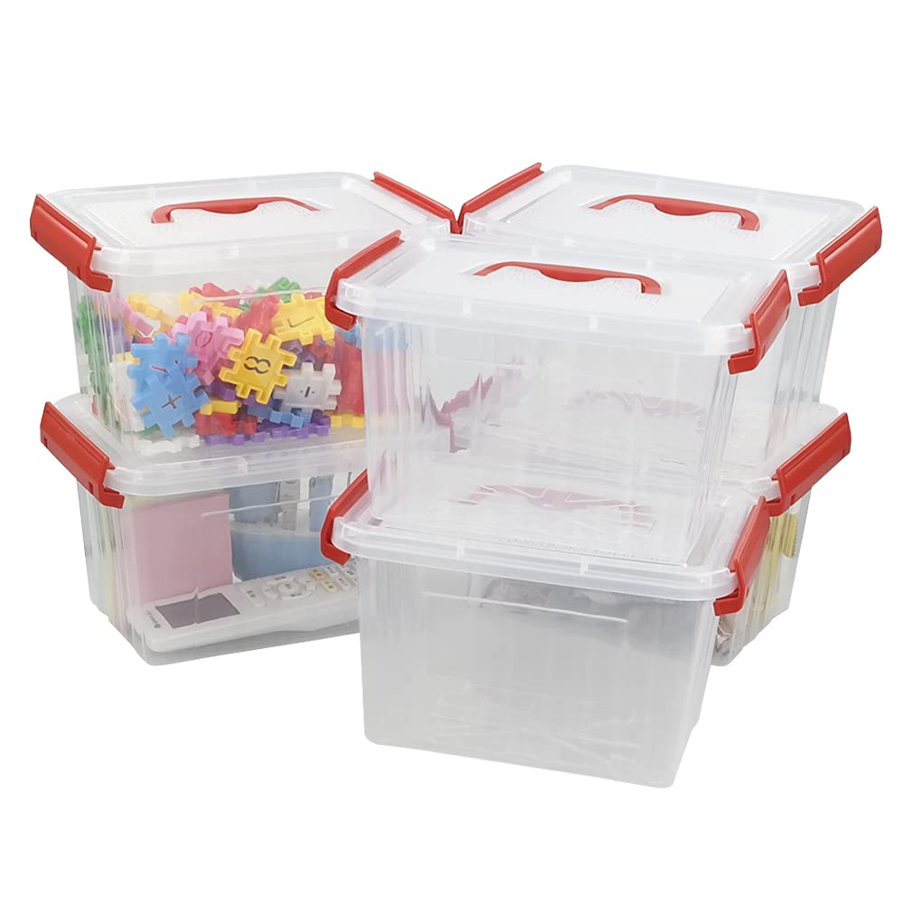 Kiddream 3 Liter Plastic Small Boxes, Clear Storage Boxes with Lids Set of 6