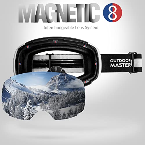 OutdoorMaster Ski Goggles PRO Frameless, Interchangeable Lens 100