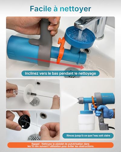 Tilswall Pistolet a Peinture, Pulvérisateur de Peinture Électrique Ultra-léger avec 3 Buses & 3 Motifs, Facile à Utiliser et Nettoyer, Parfait pour Meubles, Plafonds, Murs, Portes, Jardin et Bricolage