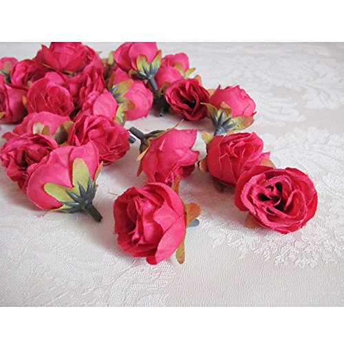 YEDREAM Artificial Silk Roses Flower Head, Artificial Flowers Heads Fabric Floral Supplies for Wedding Cake Decoration Accessories 1.18 inch (50PCS, Rose)