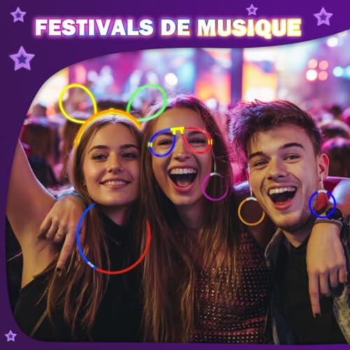 Millegu Glow in the Dark Bracelets, 230 Party Pack of 100 Fluorescent Sticks & 130 Connectors Make Glasses Necklaces Balls Balls for Children Adults, Christmas Decorations Party Favors New Year 2026
