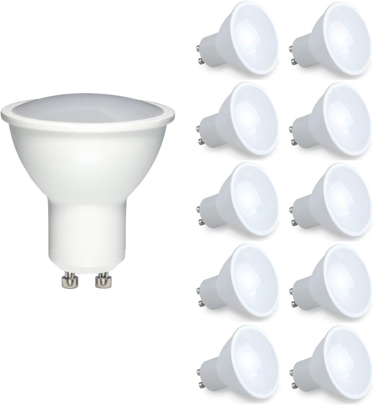 Vlio GU10 6W LED Bulbs, Cool White 6000-6500K, None Dimmable LED Lights, 400lm Super Bright 40W Halogen Replacement, Beam Angle 120° (Pack of 10) [Energy Class A+]