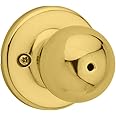 Kwikset Polo Interior Privacy Door Knob with Lock, Door Handle For Bathroom and Bedroom, Polished Brass Keyless Turn Lock Doorknob