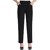 Soojun Womens Summer Elastic Waist Comfy Stretch Pull On Pants