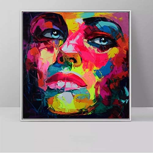 XWArtpic Nielly Francoise art work wall oil painting Abstract Colorful Portrait face art home decoration modern Printed canvas painting 40 * 40cm