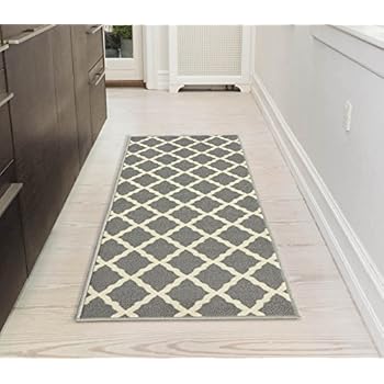 Ottomanson Glamour Collection Contemporary Moroccan Trellis Design Kids Lattice Area Rug (Non-Slip) Kitchen and Bathroom Mat Rug, 20