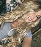 Zenith Dark Brown Rooted Light Blonde Lace Front Wigs for Women Best Synthetic Hair Wavy Wig with Flawless Hairline 24 inches Heat Safe