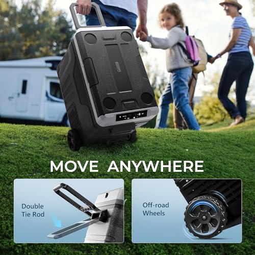EUHOMY 12 Volt Refrigerator, 47QT(45L) Dual Zone Electric Cooler, Portable Freezer 12V/24V DC 110-240V AC, 12V Fridge -4℉~68℉, 12V Cooler with Wheels & Basket for Travel, Truck, Boat, Camping