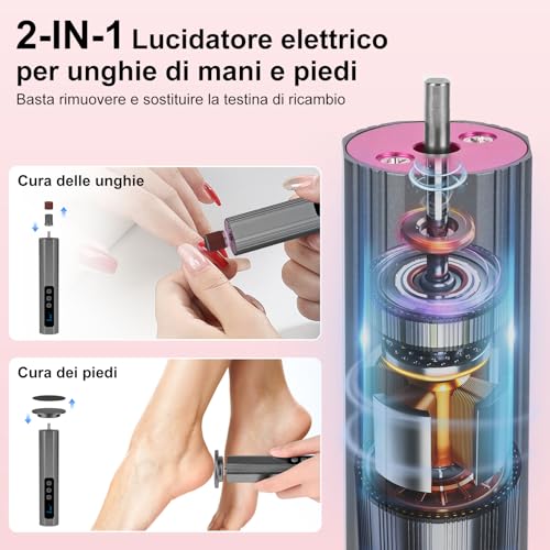 2 in 1 Electric Callus Remover, Professional Electric Foot Pedicure with LCD Display, Electric Foot File, Adjustable Speed, Rechargeable Callus Remover Set, for Cracked and Dead (Grey)