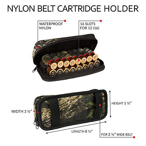 BronzeDog Waterproof Nylon Ammo Pouch Cartridge Belt Holder 12 16 gauge Camo Shotshell Carrier Bag Hunting Wallet (Black Oak Camo)