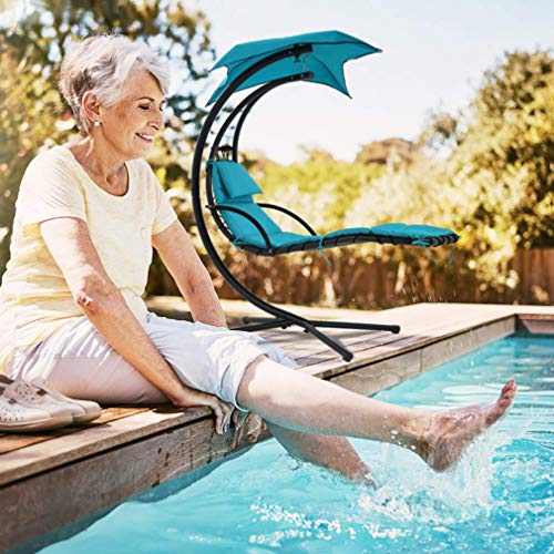 BMS Patio Chair Hanging Chaise Lounger Chair Floating Chaise Canopy Swing Lounge Chair Hammock Arc Stand Air Porch Stand for Outdoor Indoor