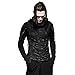 Gothic Hole T Shirt Costumes Double Layers Irregular Hooded Black T-shirt Punk Ripped Men Casual Tee Tops (M)
