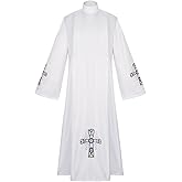 CAMDOM Catholic Priest ALB Church Clergy White Jacquard Vestment Robe