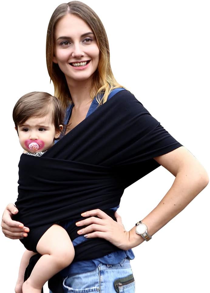 Maydolly Baby Slings Free Hands Baby Wrap, Baby Shower Gift (Black)