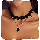 EVILD Black Choker Necklace Heart Pendant Necklaces for Women
