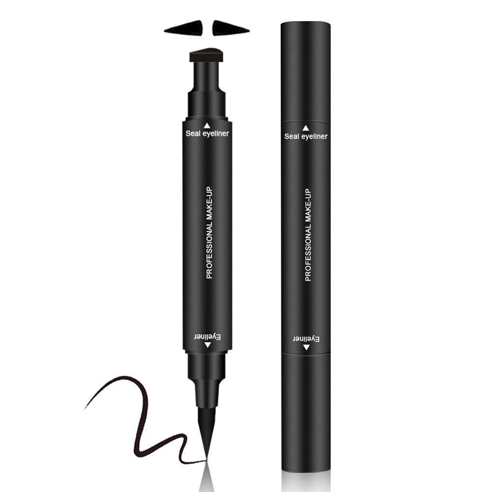 Eyeliner Stamp 2 Pens Winged Eyeliner Pen Waterproof Smudgeproof Long Lasting Liquid Eye Liner Pen Vamp Style Wing No Dipping Required Double-sided Eye Makeup Seal For Cat Eye Liner