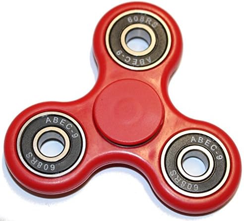 Premium Tri Hand Fidget Spinner Toy High Speed SI3N4 Hybrid Ceramic Bearing spins 1.5 up to 3 minutes to relieve anxiety reducing Stress relaxing keep Concentration Focus for Kids Adults Gift EDC Red