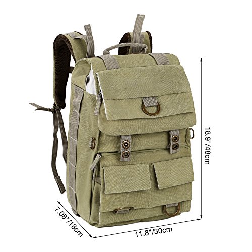 Beaspire 14-inch Laptop Camera Backpack Professional Hiking and Travel Bag with Dividers Laptop Compatible with DSLR Sony Canon Nikon Olympus Cameras Lens and Accessories fit Men and Women(Khaki)