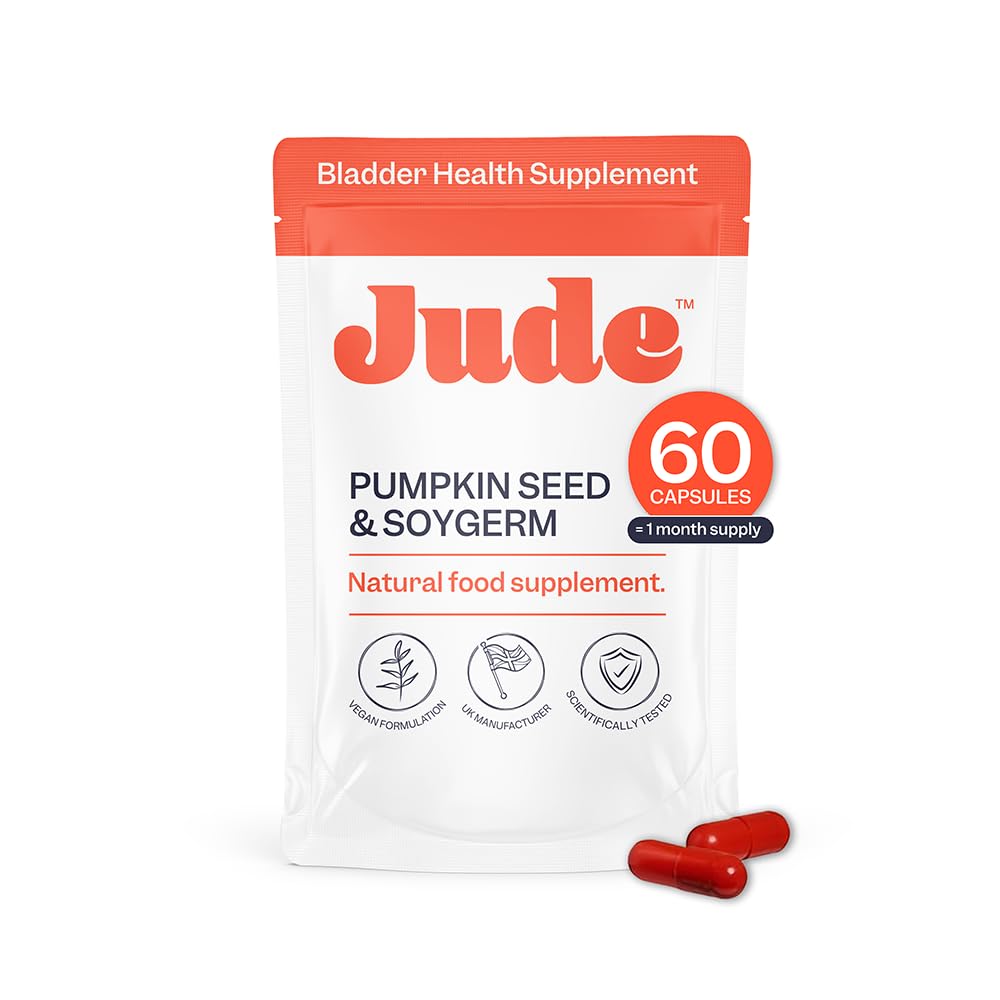 Jude Bladder Health Tablets Pouch As Seen On Dragons' Den, Science-Backed Supplement, Nourish Your Pelvic Floor, Made in UK, Vegan & Gluten Free, Pumpkin Seed Extract & Soy Germ Extract, 60 Capsules