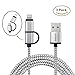 Rukerway USB Cable Extra Long Lightning and Micro USB Power Cords 5 Times Durable 3 Pack Nylon Braided High Speed Sync and Charging Power Cord for iPhone and Android Device