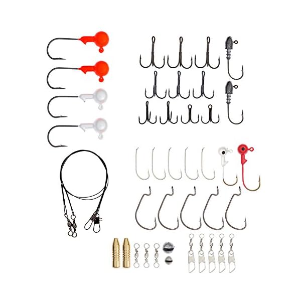 119-Piece-Fishing-Tackle-Kit-Starter-Bait-Set-Complete-with-Hooks-Worms-Lures-Leader-Line-More-Catch-Bass-Trout-Crappie-Salmon-Perfect-Fisherman-Gift-Bonus-Tackle-Box-Included