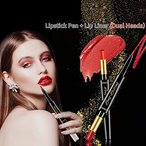 8 Pcs Dual Heads Matte Moist Lipstick Long Lasting Waterproof Mate Lip Liner Pencil Set (Nv)