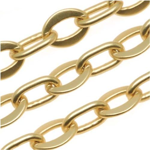 Beadaholique 22K Matte Gold Plated Flat Cable Chain, 6mm, Unfinished, by The Foot
