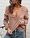 Ofenbuy Womens V Neck Lantern Long Sleeve Blouse Hollow Out Casual Summer Shirts Tops