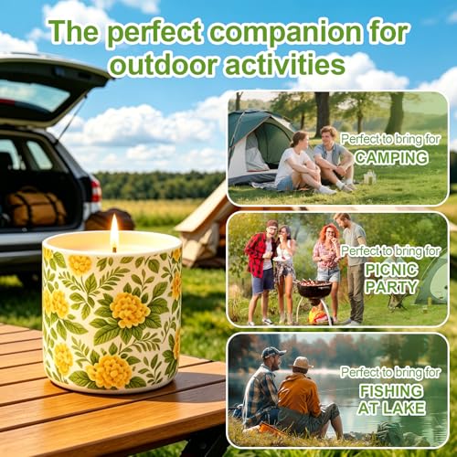 Citronella Outdoor Candle, 240 Hours Citronella Candle, Large Ceramic Outdoor Candle, Pack of 2, Natural Soy Wax Citronella Candle for Garden, Camping, Patio, Picnics, Summer Gift