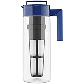 Takeya Flash Chill Iced Tea Maker - Versatile Tea Brewer for Loose/Bagged Tea - Patented Flash Chill Tech Hot/Cold Use BPA-Free Tritan Dishwasher Safe - Airtight Lid Made in USA - 2 Quart/Blueberry