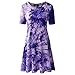 Zero City Women's Short Sleeve Casual Tie Dye Cotton Swing Tunic T-shirt Dresses Large Ze2010_purple