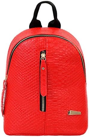 Outsta Travel Shoulder Bag,Women Leather Backpacks Schoolbags Lightweight Classic Basic Water Resistant Backpack School Bag (Red)