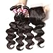 UNice Hair Malaysian Body Wave Hair 3 Bundles with Free Part 4x4 Lace Closure, 100% Unprocessed Virgin Human Hair Weave Extensions Natural Color（14 16 18+12 Closure）