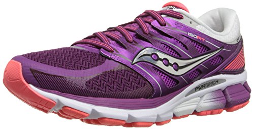 Saucony Women's Zealot ISO Running Shoe, Purple/Coral, 5 M US