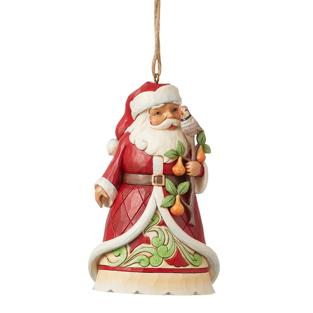Heartwood Creek by Jim Shore Santa Holding Partidge In Pear Tree Hanging Ornament