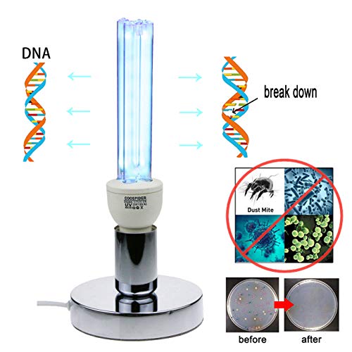 UV Germicidal Lamp UV-C Light Timer/UVC Bulb with Base / E26 25w 110v Covers up to 400sq ft. UVC Ozone Free