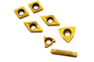 OSCARBIDE Carbide Turning Inserts WCMT050304,CCMT060204,DCMT070204,MGMN200,08ER A60,CNC Lathe Insert for 1/4"Indexable Lathe Turning Tool Holder Insert Replacement, 7 Pieces