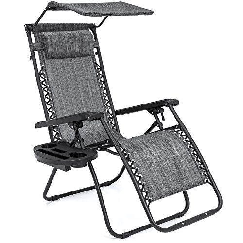 Best Choice Products Folding Zero Gravity Recliner Lounge Chair With Canopy Shade & Magazine ...