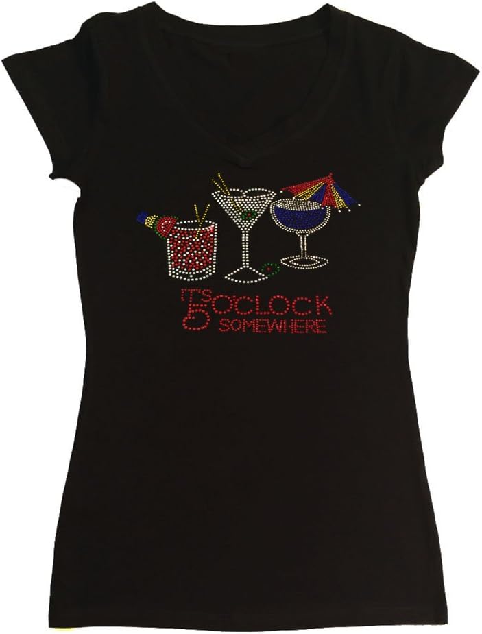 Womens T-Shirt It's 5 O'Clock Somewhere in Rhinestones