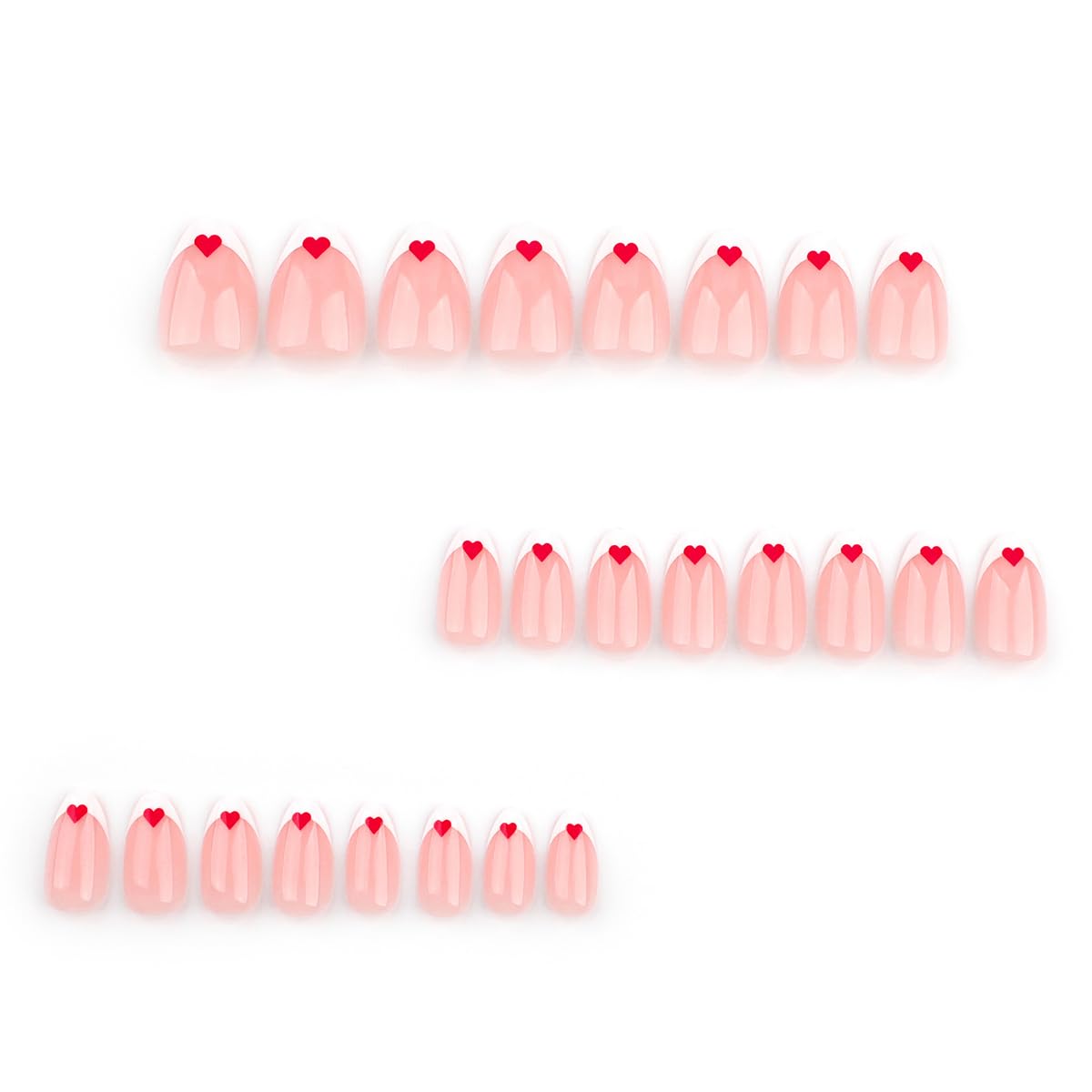 24 Pcs Cute Extra Short Press on Nails Almond - YEFIUO Pink Nail Tips Acrylic Nail Kit Cute Nail Art Fake Nails Press ons Heart White French Glue on Nail Full Cover False Nails for Women - Image 4
