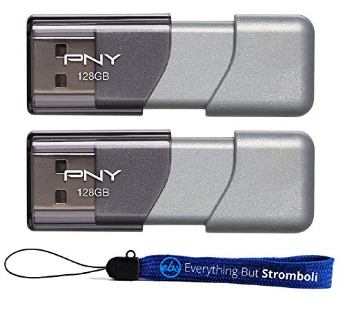 PNY USB 3.0 Flash Drive Elite Turbo Attache 3 Two Pack Bundle with (1) Everything But Stromboli Lanyard (2 Pack)...