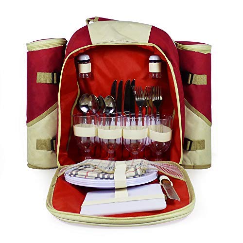 Fine Food Hampers 4 Person Picnic Backpack with Fitted Accessories - Perfect for Birthday, Wedding Anniversary, Thank You, Business and Corporate