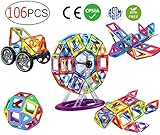 dreambuilderToy 106 PCS Magnetic Tiles Set, STEM Building Block Preschool Educational Construction Kit,3D Magnetic Toys (106 Pieces)