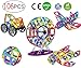dreambuilderToy 106 PCS Magnetic Tiles Set, STEM Building Block Preschool Educational Construction Kit，3D Magnetic Toys (106 Pieces) primary