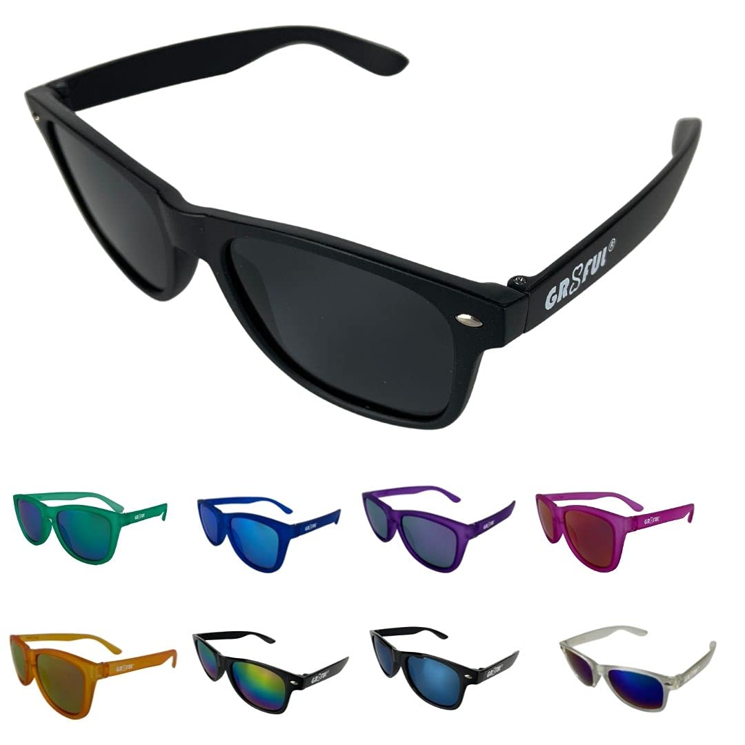 gr8ful® Sunglasses for Men & Women | Ladies & Mens Shades | Retro Sun Glasses for Outdoors, Hiking, Walking, Golf, Fishing, Cycling, Running (Matt Black frame, Black lens)