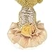 Bling Dog Dress Tutu Skirt Flower Dog Pet Cat Luxury Princess Wedding Dress Summer Dog Chihuahua Clothes (Gold, Small(Pet 4-6Lbs))